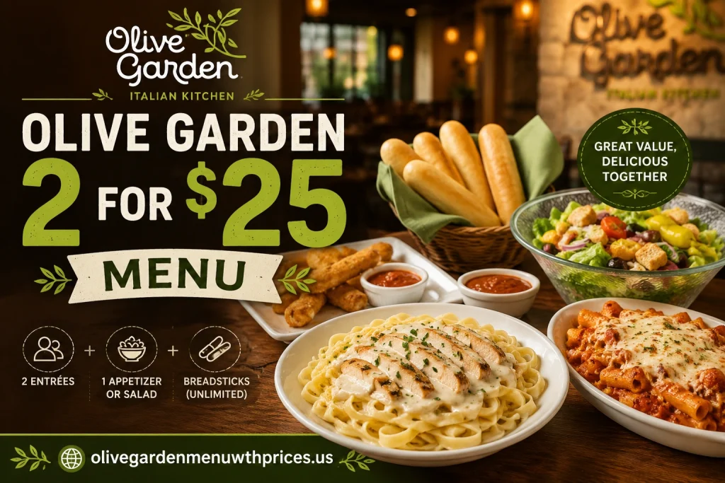 Olive Garden 2 for $25 Menu Pictures & Prices June 2026 1 Olive Garden 2 for $25 Menu
