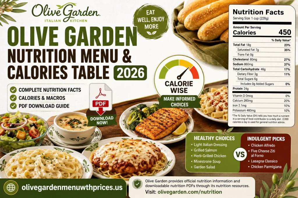 Olive Garden Calories And Nutrition Menu